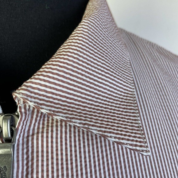 Bobby Jones Windbreaker Jacket Mens XXL Red White Seersucker Stripe Zip - Picture 5 of 11